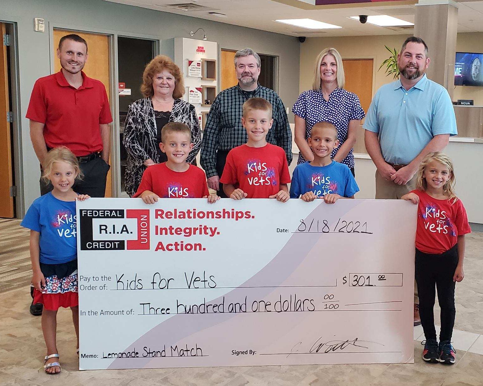 Kids for Vets Check Presentation