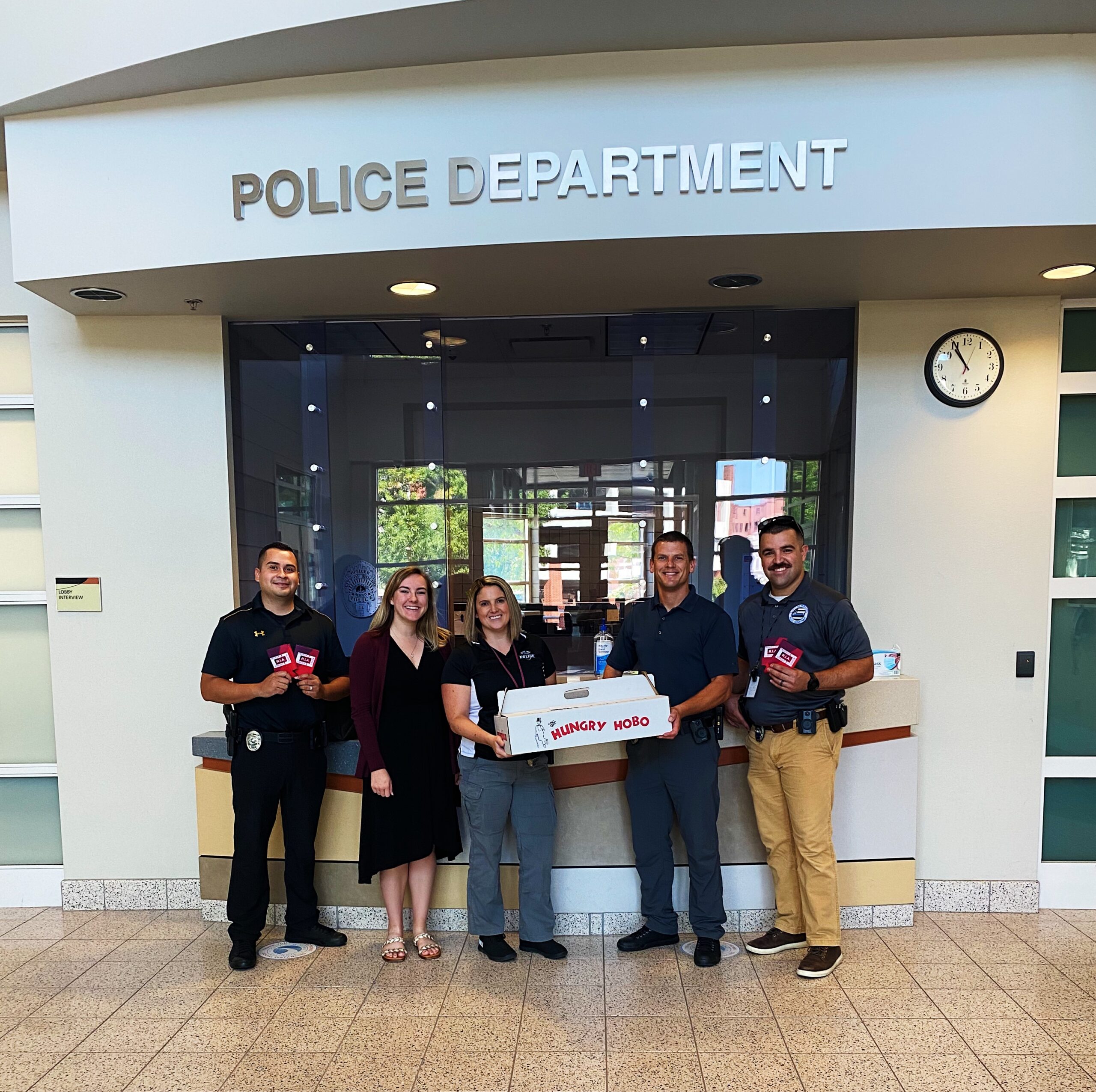 Police department hold lunch in front of police department