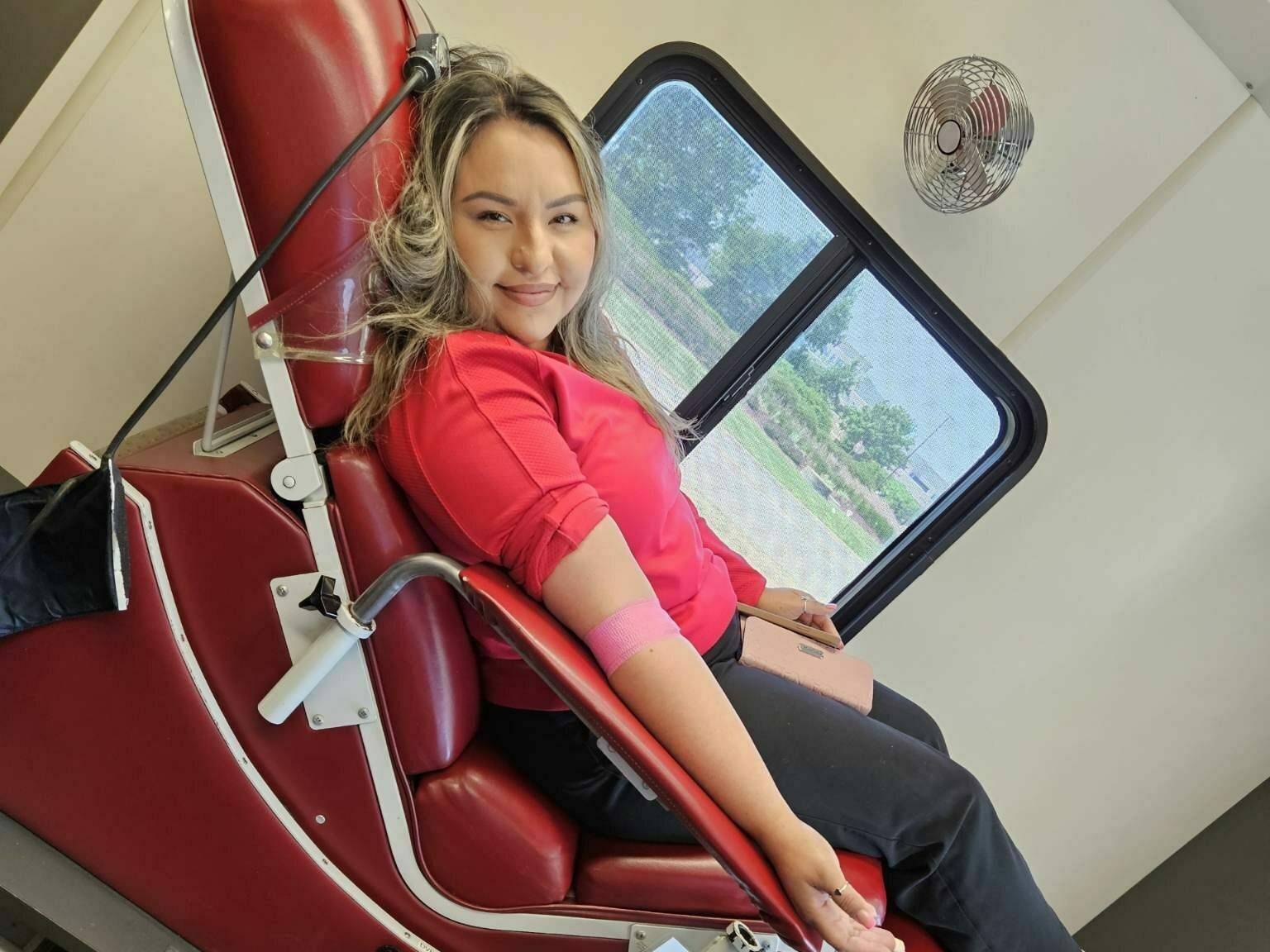 Employee donating blood